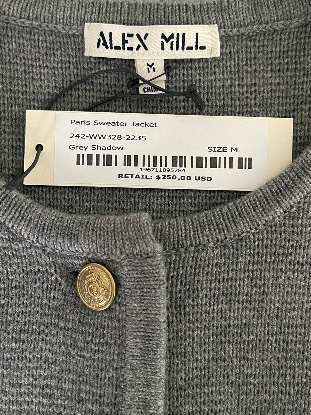 Alex Mill Paris Sweater Jacket in Grey Shadow - Picture 8 of 8